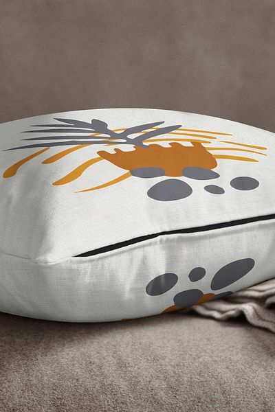 INSENSE HOME Velvet Babyface, gri, galben, stil boem, model de frunze, imprimat digital, husă de pernă Cgh644