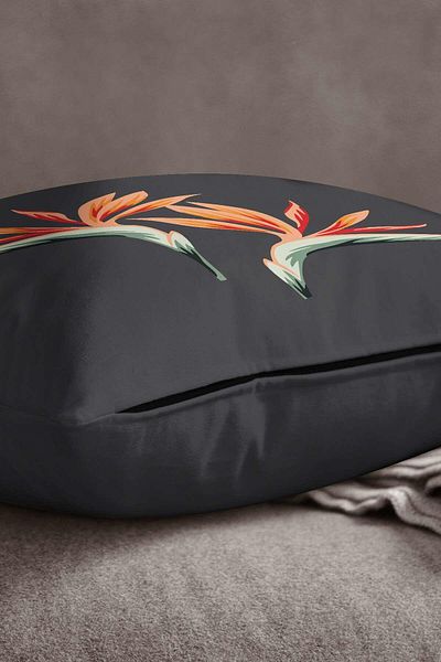 INSENSE HOME Husă de pernă din catifea Babyface gri cu model floral imprimat digital KD-CGH1385