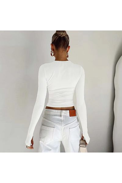 GARDIROZA Crew Neck Finger Detailed Basic Body, Finger Detailed Body