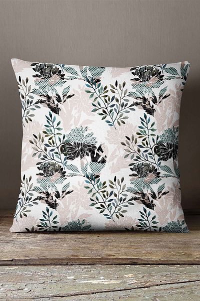 INSENSE HOME Velvet Babyface, alb, roz, floral, decorativ, cu imprimare digitală, husă de pernă - Cgh496
