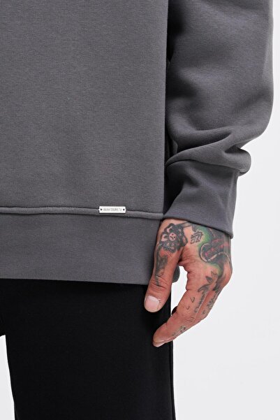 Machinist Чоловічий базовий велосипедний комір Oversize антрацитовий світшот