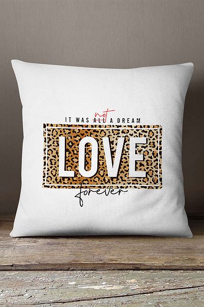INSENSE HOME Βελούδινο Babyface Λευκό Μαύρο Leopard Love Written Digital Printing Throw Μαξιλαροθήκη - Cgh417