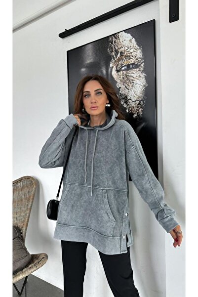 EGZOTİK ASORTİK Φούτερ με κουκούλα με λεπτομέρεια με κουμπώματα στα πλαϊνά