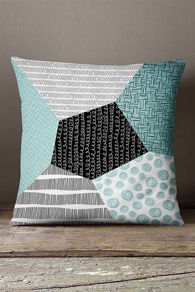 INSENSE HOME Husă de pernă din catifea Babyface, albastru, alb, modern, cu modele geometrice - Cgh064
