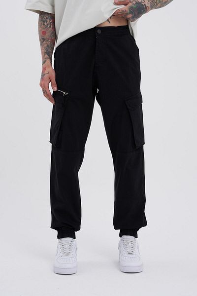 Machinist Ανδρικό Black Jogger Jean - με τσέπη Cargo