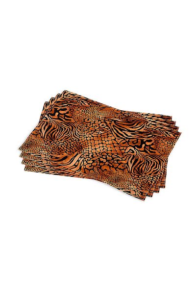Cango Home Καφέ πορτοκαλί Zebra Leopard μοτίβο ψηφιακής εκτύπωσης σετ αμερικανικού σερβιρίσματος 4 Cgh350-as
