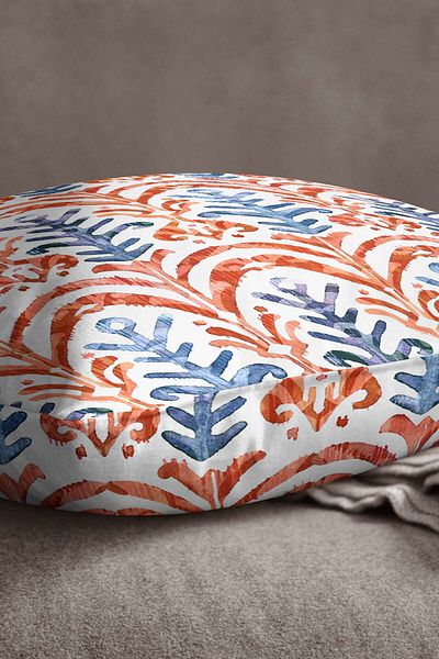 INSENSE HOME Velvet Babyface Red Blue Ethnic Patterned Throw Pillow Pillow Case - Cgh253