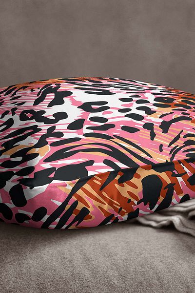 INSENSE HOME Husă de pernă din catifea Babyface, roz, negru, cu model leopard, imprimare digitală - Cgh385