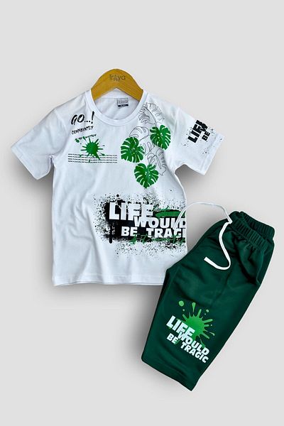 TRİLİYA Colors of Spring Floral Print T-Shirt and Capri Set for Kids