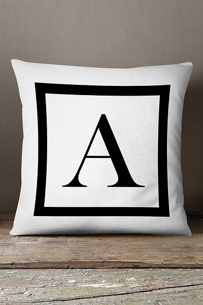 INSENSE HOME Husă de pernă din catifea Babyface, cu două fețe, cu litere alb-negru, imprimată digital - A