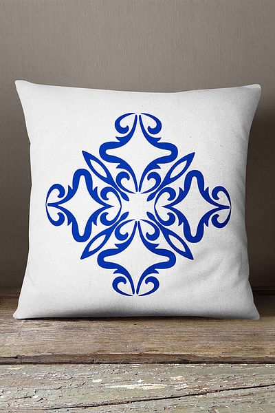INSENSE HOME Βελούδινο Babyface Λευκό Μπλε Μοντέρνο Ethnic Πλακάκι με μοτίβο ψηφιακής εκτύπωσης Κάλυμμα μαξιλαριού ριχτάρι