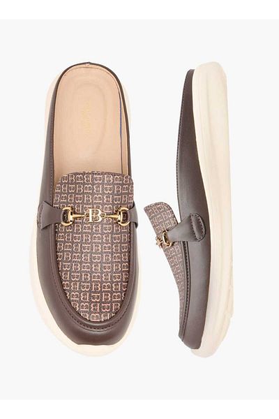Flora Bella by Shoexpress Flora Bella Monogram Print Buckle Accent Slip-On Mules