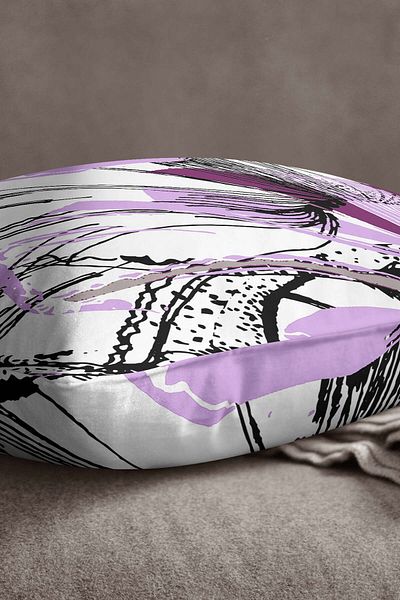 INSENSE HOME Βελούδινη Babyface Λευκή Μωβ Αφηρημένη Floral Μαξιλαροθήκη Ριχτάρι - Cgh230