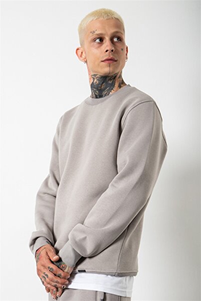 Machinist Ανδρικό φούτερ με λαιμόκοψη Basic κανονικό ανοιχτό γκρι