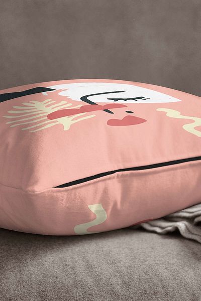INSENSE HOME Velvet Babyface Pink Modern Abstract Figure Model Digital Printed Arunca Fata de Perna Cgh697