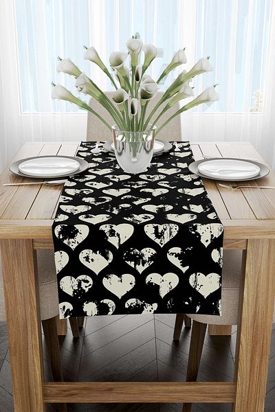 Cango Home Μαύρο Μπεζ Heart Runner - Cgh120-rn