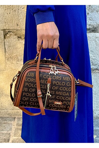 MEGA ÇANTA Поло чорний таба Крем Таба 5-секційна сумка через плече