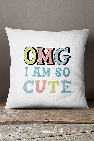 INSENSE HOME Velvet Babyface Alb Albastru I Am So Cute Scris Imprimare Digitală Aruncă Față de Pernă - Cgh429