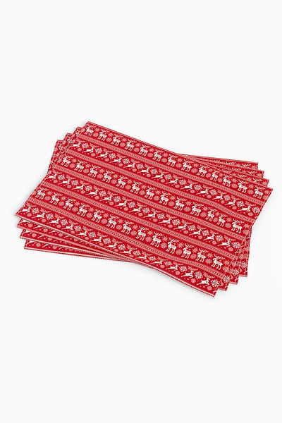 Cango Home Red Christmas Themed Digital Printed American Service Set of 4 Cgh220-as