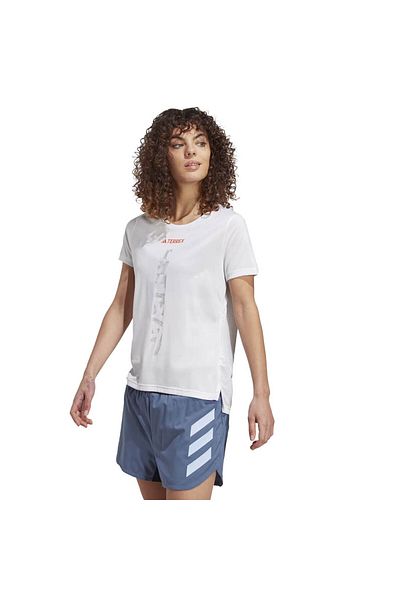 adidas Tricou alb pentru alergare Terrex Agravic Trail pentru femei (HT9415)