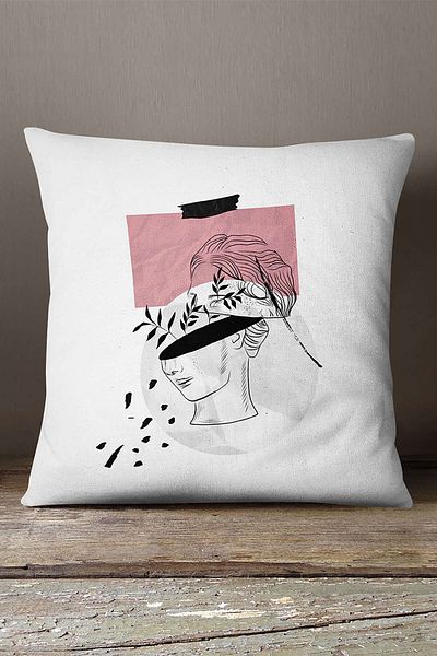 INSENSE HOME Velvet Babyface Alb Negru Modern Sculpture Figure Digital Printed Arunca Husa de Perna Cgh553