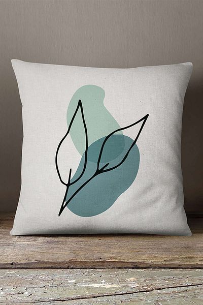 INSENSE HOME Catifea Babyface Albastru Portocaliu Stil Modern Frunze Model Imprimat Husa de Perna Cgh668