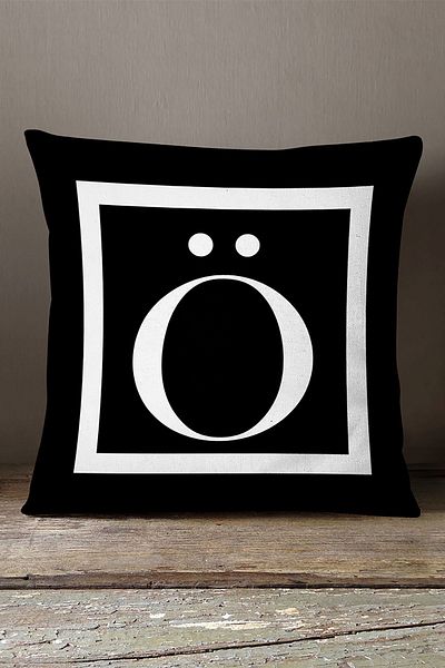 INSENSE HOME Husă de pernă din catifea Babyface cu litere duble laterale - Litera O - 43x43 Cm
