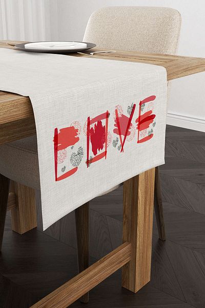 Cango Home Roșu Portocaliu Modern Love Written Digital Printed Runner 4kmbs111-rn