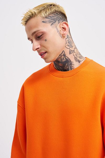 Machinist Ανδρικό πορτοκαλί φούτερ Basic Crew Neck Oversize