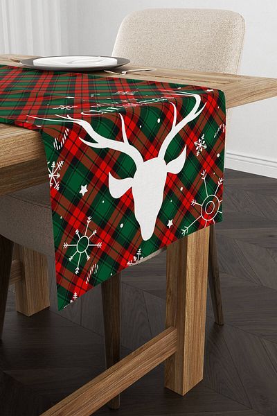 Cango Home Red Green Christmas Themed Plaid Patterned Digital Printed Runner Cgh909-rn