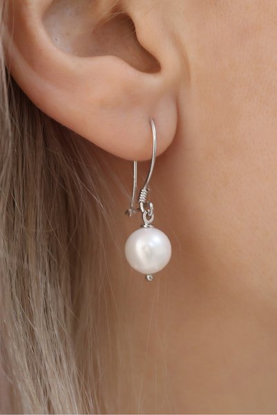 Nox Jewelry 925 Ayar Gümüş Gerçek Ve Doğal Tatlısu Inci Küpe Çap:9mm - Ep00108