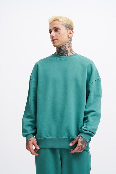 Machinist Ανδρικό Πράσινο Φούτερ Oversize που πλένεται