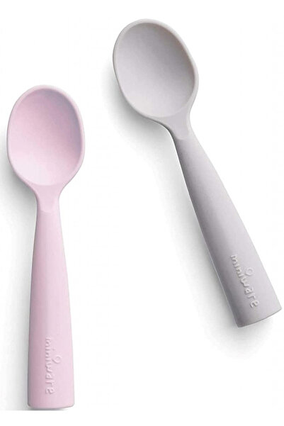 Miniware Set de lingurite bebelusi Miniware, 100% silicon alimentar, Grey+Cat...