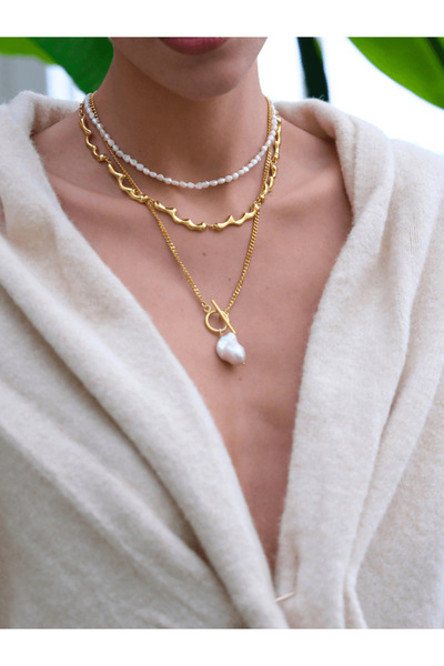LİNYA JEWELLERY Yao Barok İncili Zincir Kolye