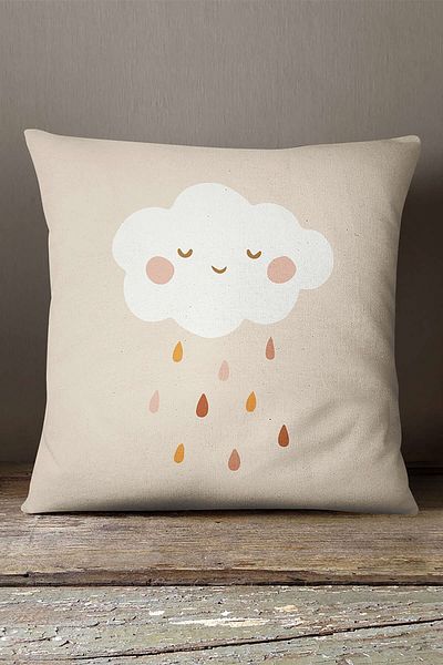 INSENSE HOME Velvet Babyface Cream Πορτοκαλί Bohemian Cloud μοτίβο ψηφιακής εκτύπωσης Μαξιλαροθήκη μαξιλαριού Cgh731