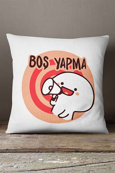 INSENSE HOME Velvet Babyface Λευκό Πορτοκαλί Άδειο Κάνοντας Γραπτή Ψηφιακή Εκτύπωση Μαξιλαροθήκη Ριχτάρι - Cgh407