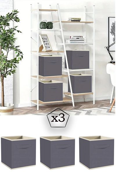 Nanteks 3-Piece In-Cabinet Laundry and Toy Organizer Storage Box Without Lid 30X30X30 cm