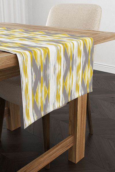 Cango Home Runner cu dungi geometrice galbene gri - Cgh073-rn
