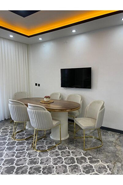 SEVAL AKSESUAR Naturel Polo Masa + Vizyon Sandalye Takımı