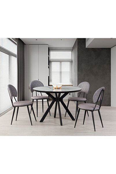 SEVAL AKSESUAR Polo Yuvarlak Masa + Duru Sandalye Takımı