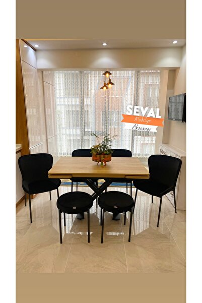 SEVAL AKSESUAR Savano Deniz Açılır Masa + 2 Tabure +Yaprak Sandalye Takımı