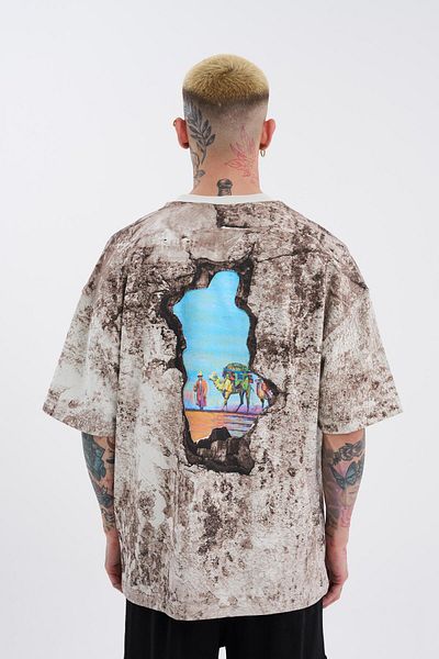 Machinist Macstar Broken Wall Printed - Ανδρικό μπλουζάκι Oversize Grey