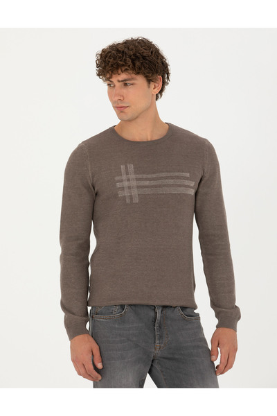 Pierre Cardin Mink Melange Slim Fit Crew Neck Knitwear Sweater -50278091-VR174