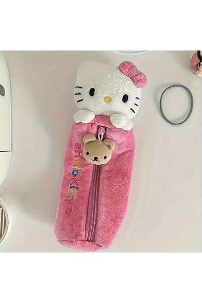 GlassySKY Hello Kitty χαριτωμένη βελούδινη μολυβοθήκη Θήκη για στυλό / Τσάντα μακιγιάζ Δώρο χαρτικά