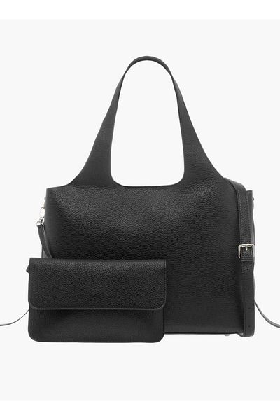 Missy Solid Shoulder Bag with Zipper Closure and Pouch Set