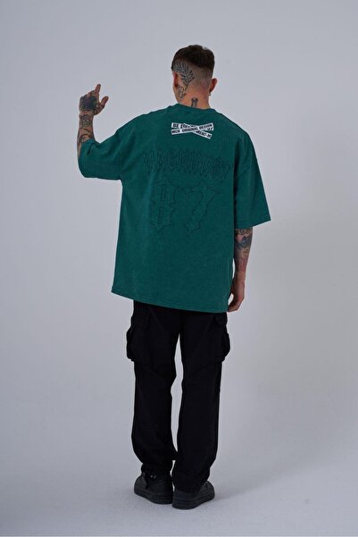 Machinist Ανδρικό μπλουζάκι Petrol Green Oversize Cloudy - Original Yakimli