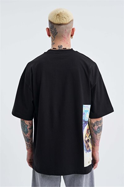 Machinist Ανδρικό μπλουζάκι με στάμπα Van Gogh Oversize μαύρο