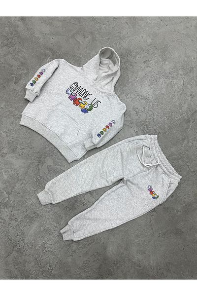 KAPROLLI 100% Cotton Children's Bottom Top Tracksuit Set 3 Thread Rasterless Crew Neck Nursery School Set