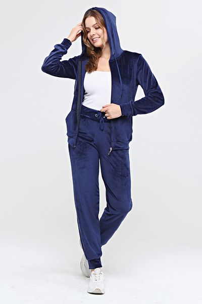 İkmal Σετ φόρμας Navy Blue Velvet - Χοντρό φερμουάρ