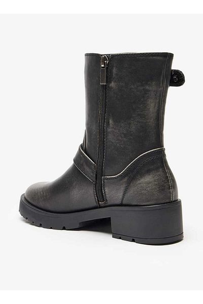 Lee Cooper Women's Buckle Strap Accent Boots with Zipper and Block Heels